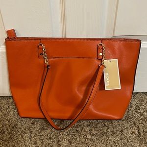 Brand new with tags Michael Kors orange leather chain tote